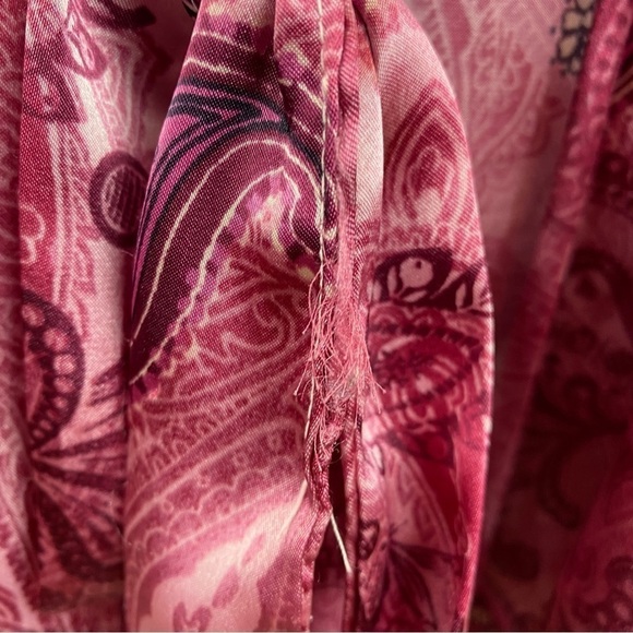 Delicates Casual Paisley Long Sleeve Open Front Tie Waist Kimono Robe Small Pink - Picture 6 of 10